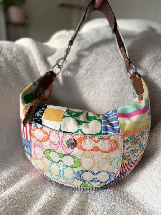 Vintage Y2K Coach Patchwork Hamptons Hobo Scribble Shoulder Bag Purse Floral - Picture 2 of 16